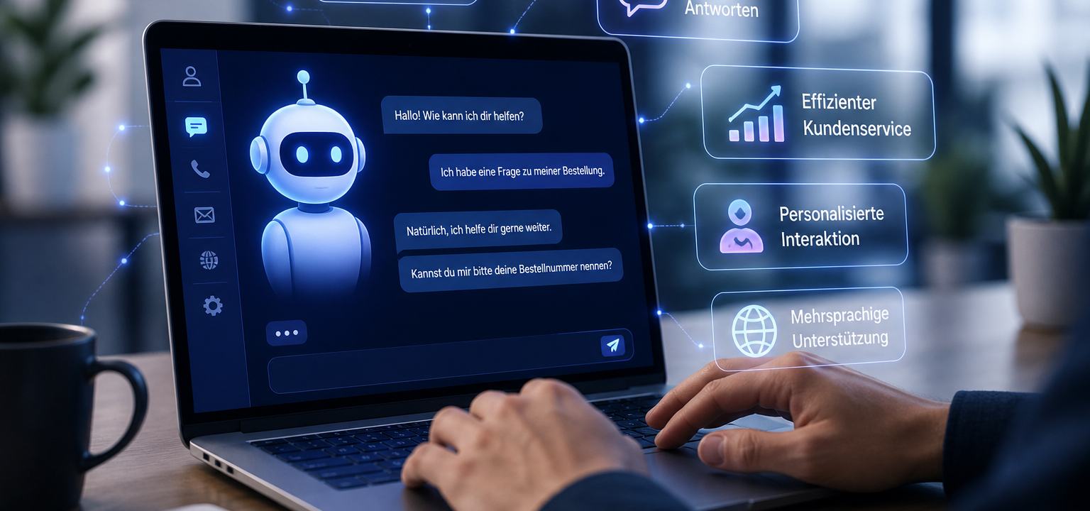 Schaubild zeigt Conversational AI System im Kundenservice mit Automatisierung und Feedbackprozess